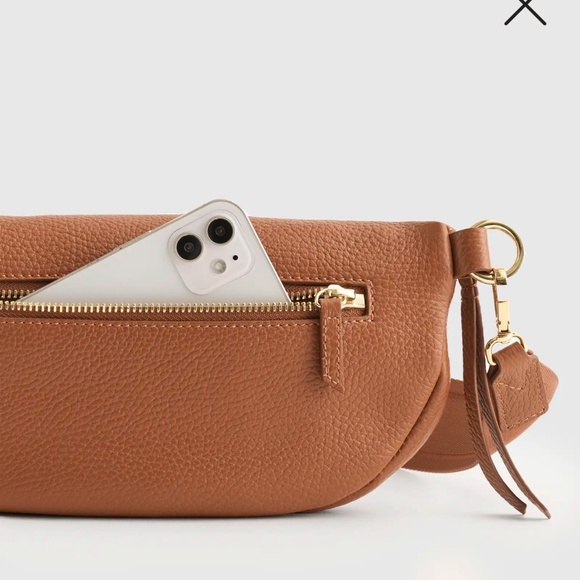 Quince Italian Pebbled Leather Sling Bag in Cognac - Picture 13 of 14